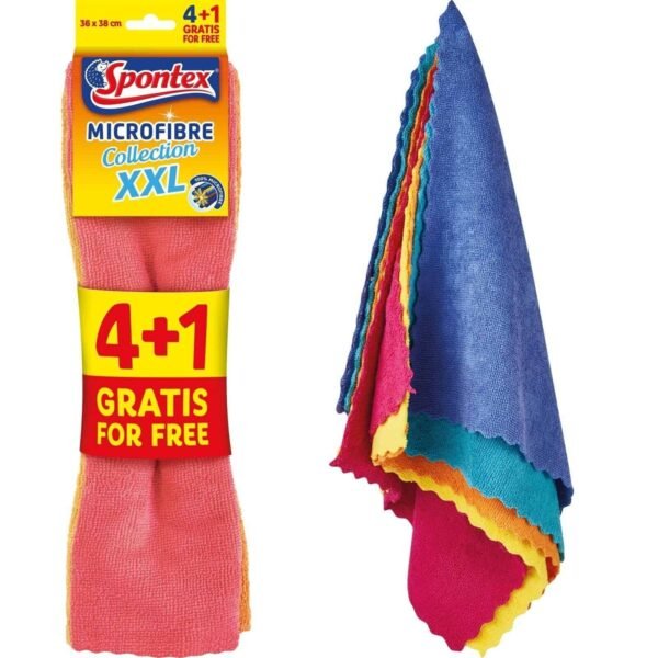 Spontex Microfibre Cloths Car Detailing Window Cleaning Kitchen Microfiber Towel Pack of 5