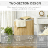 100L Bamboo Laundry Basket with 2 Compartments, Lid & Removable Liner