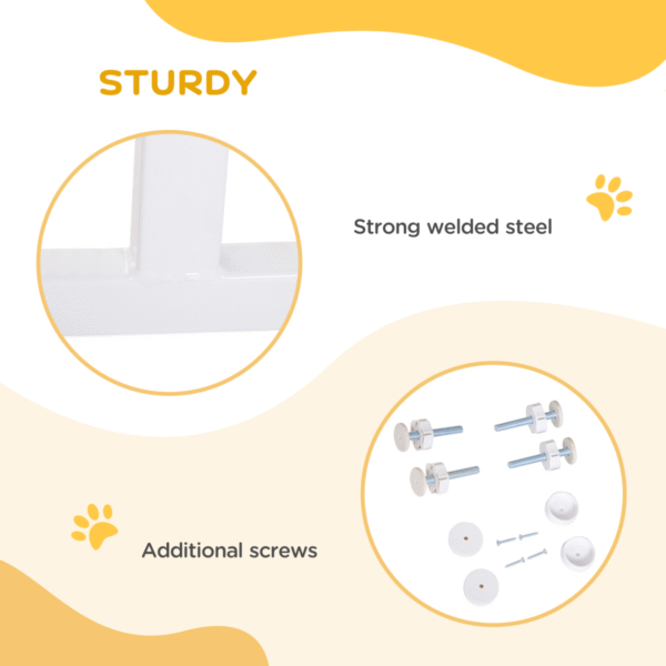 Adjustable Pressure-Fit Dog Gate for Stairs & Doorways 76-107cm White