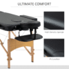 Foldable Portable Massage Bed - 2-Section Spa Table, Black