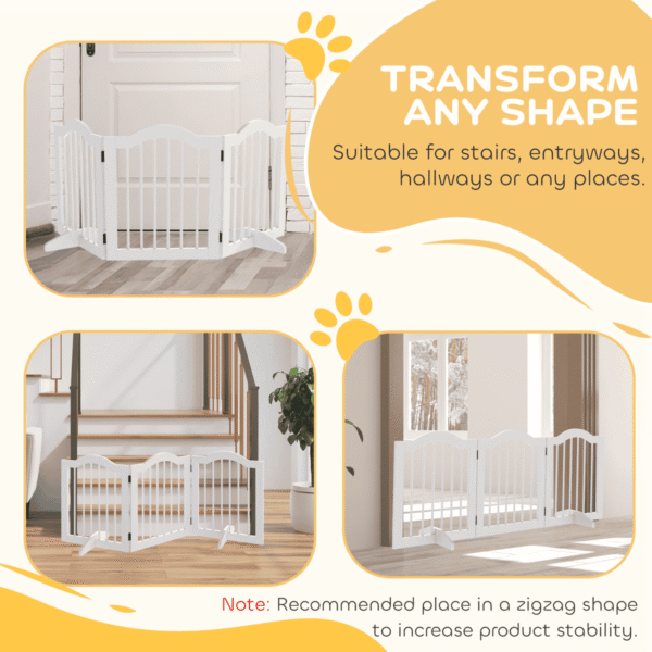 3-Panel Freestanding Wood Dog Gate with Support Feet – White, Foldable Horse & Petcare Free Shipping 17