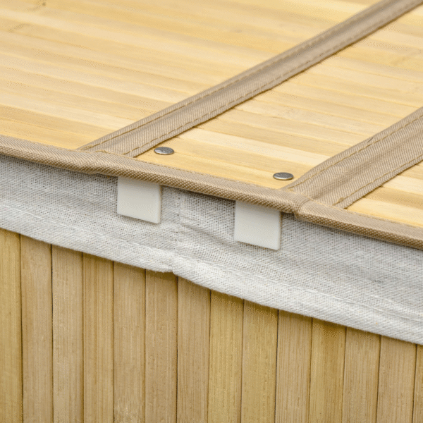 100L Bamboo Laundry Basket with 2 Compartments, Lid & Removable Liner