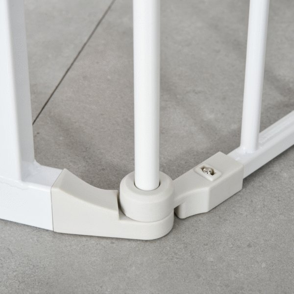 Pet Safety Gate 3-Panel Playpen, Foldable Metal Fence, Walk-Through Door White