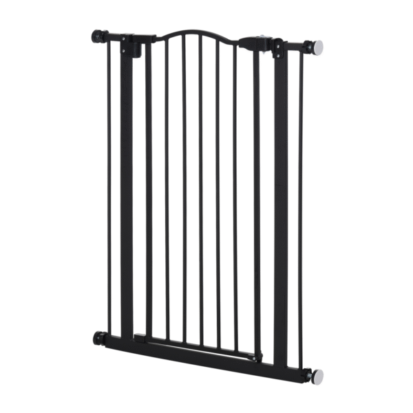 74-80cm Adjustable Metal Pet Gate Safety Barrier with Auto-Close Door - Black