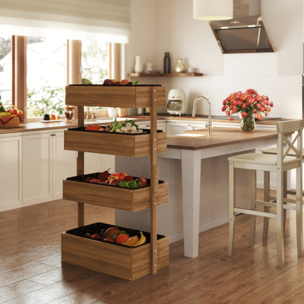 Orange 4-Tier Raised Garden Bed Wooden Fir Plant Stand for Outdoor Patio Garden Free Shipping 17