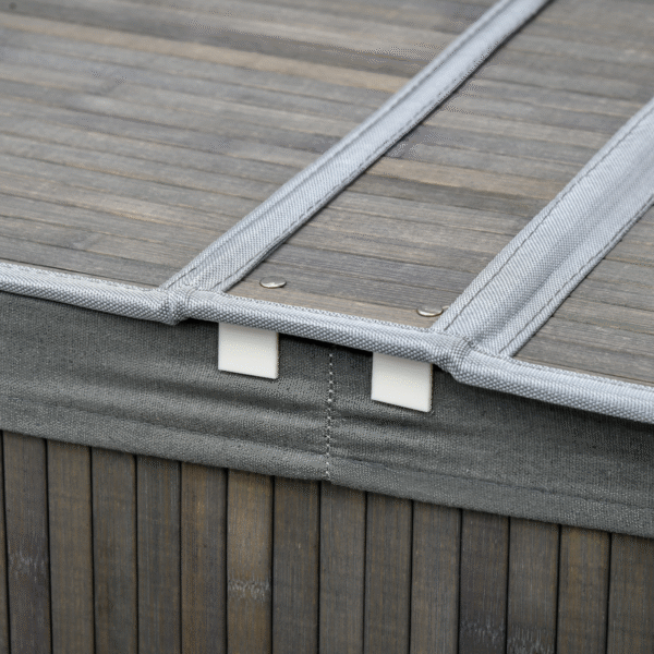 100L Bamboo Laundry Basket with 2 Compartments, Grey, with Lid