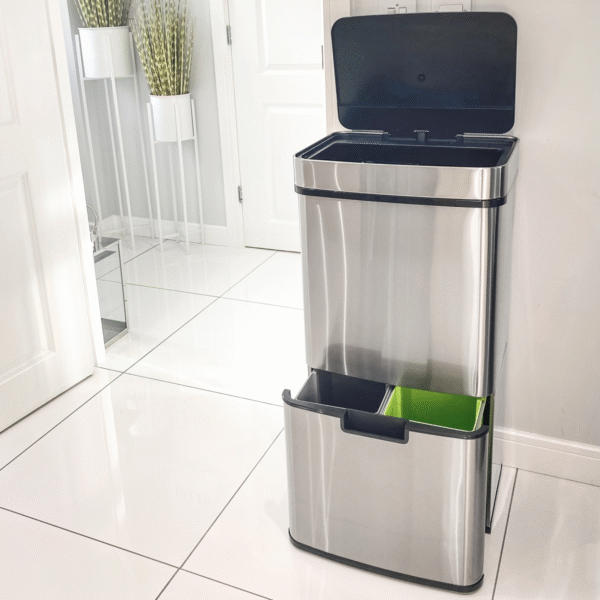 Motion Sensor Rubbish Bin 3-Compartment Stainless Steel Look Removable Lid 72L Home & Garden Free Shipping 17
