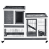 Wooden Rabbit Hutch 110x50x86cm with Wheels - Two-Tier Guinea Pig Cage