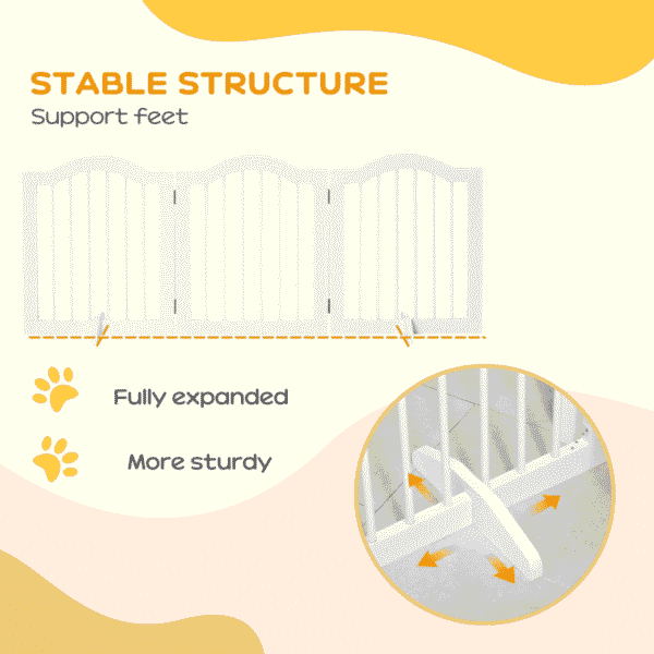 3-Panel Freestanding Wood Dog Gate with Support Feet – White, Foldable Horse & Petcare Free Shipping 19