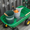 75L Heavy-Duty 4-Wheel Garden Cart Wheelbarrow with Tipping & EVA Handle Garden Free Shipping 35