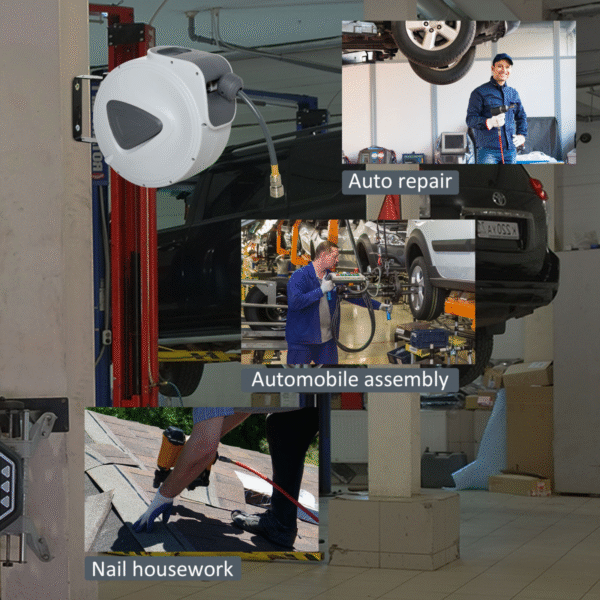 Durhand Retractable Air Hose Reel – 15m, Auto Self-Winding, Wall-Mount 1/4 in Home & Garden Free Shipping 19