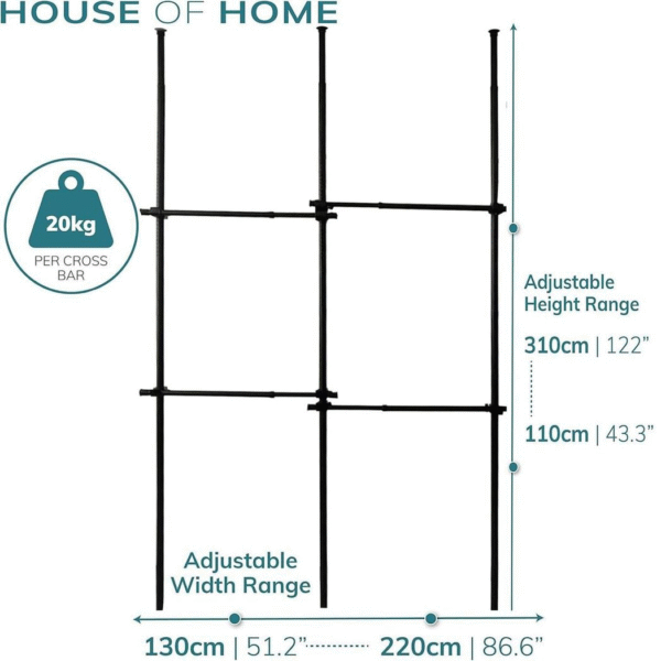 Double Black Telescopic Wardrobe Organizer Hanging Rail Clothes Rack Adjustable Home & Garden Free Shipping 15