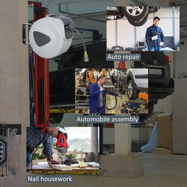 DURHAND 10m Retractable Air Hose Reel – 180° Rotating & Lockable Hose Home & Garden Free Shipping 17