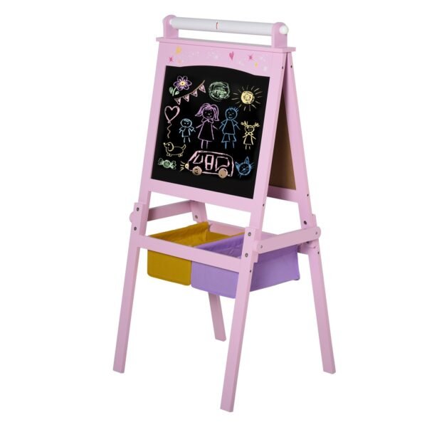 Double-Sided Kids Wooden Art Easel with Paper Roll & Chalkboard Baby Free Shipping 5