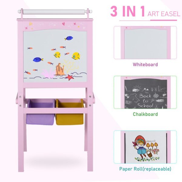 Double-Sided Kids Wooden Art Easel with Paper Roll & Chalkboard Baby Free Shipping 11