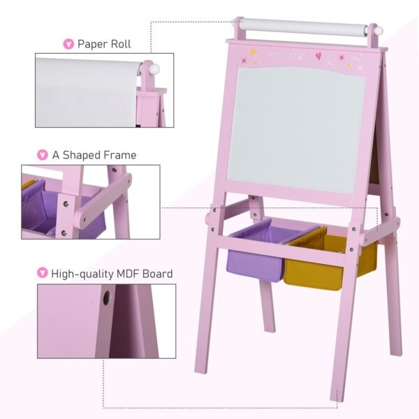 Double-Sided Kids Wooden Art Easel with Paper Roll & Chalkboard Baby Free Shipping 15