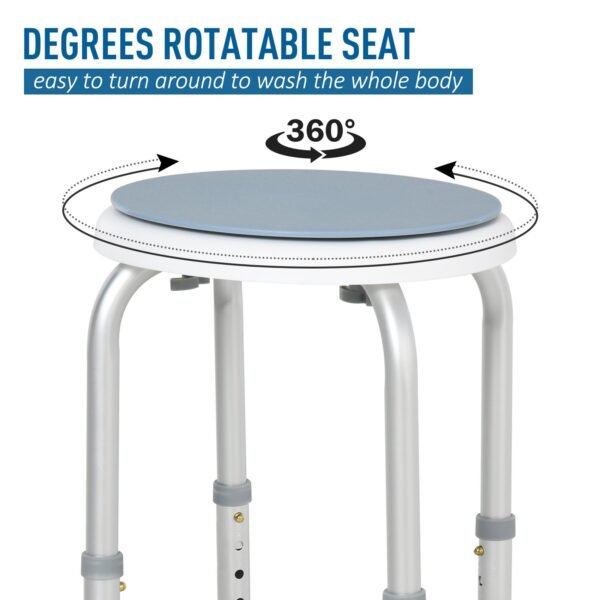 360° Swivel Shower Stool - Adjustable Height and Non-Slip Safety