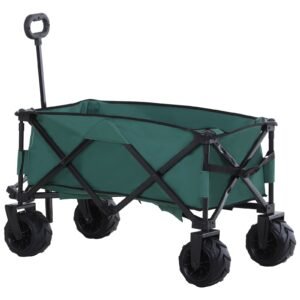 Outsunny Folding Cargo Wagon Trailer – 70kg Capacity Beach Cart with Handle Garden Free Shipping