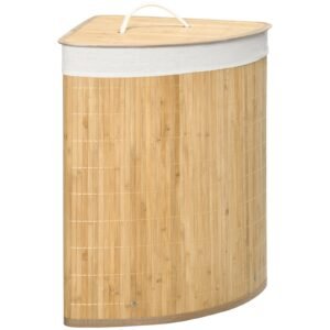 Stylish 55L Bamboo Corner Laundry Hamper Home & Garden Free Shipping