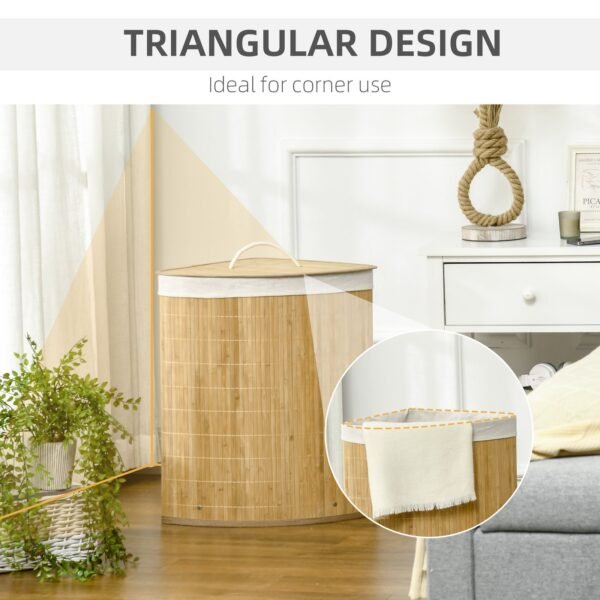 Stylish 55L Bamboo Corner Laundry Hamper Home & Garden Free Shipping 17