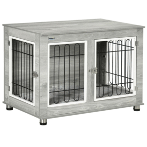 Elegant PawHut Double-Door Dog Crate Furniture with Cushioned Comfort