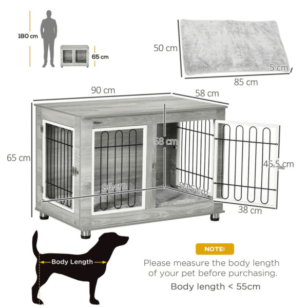 Elegant PawHut Double-Door Dog Crate Furniture with Cushioned Comfort Horse & Petcare Free Shipping 9