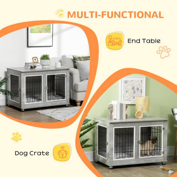 Elegant PawHut Double-Door Dog Crate Furniture with Cushioned Comfort Horse & Petcare Free Shipping 13