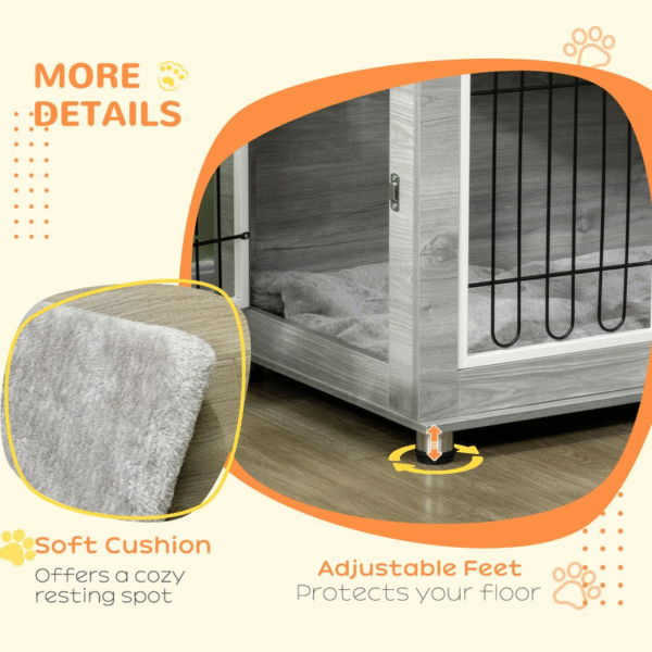 Elegant PawHut Double-Door Dog Crate Furniture with Cushioned Comfort Horse & Petcare Free Shipping 17