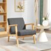 Stylish Upholstered Armchair with Rubberwood Legs for Living Room Comfort Home & Garden Free Shipping 23
