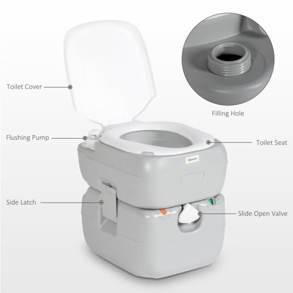 Portable Camping Toilet with Detachable 12L/22L Tanks, Grey Car & Caravan Free Shipping 19
