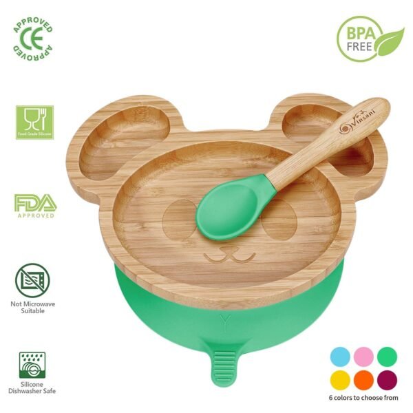 VINSANI MOUSE BAMBOO PLATE & SPOON SET Home & Garden Free Shipping 5