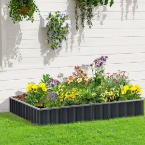 Outsunny Metal Raised Garden Bed Planter with Gloves – 2.6m x 0.9m Garden Free Shipping