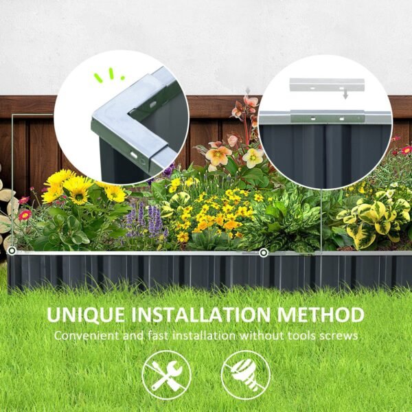 Outsunny Metal Raised Garden Bed Planter with Gloves – 2.6m x 0.9m Garden Free Shipping 9