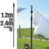 Adjustable Telescopic Clothes Line Prop – 8ft with Locking Hook Description: “Our sturdy telescopic clothes line prop extends up to 8ft (2.4m) with a twist lock for effortless adjustment. Featuring a secure G-shaped hook, it keeps your clothes safe and secure. – Extends easily from compact to 2.4m (8ft) – Easy twist lock mechanism – Durable tubular steel and galvanized construction – Polypropylene hook for a secure grip Home & Garden Free Shipping 21