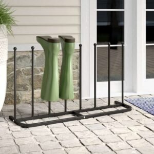 Black Welly Boot Rack – Wellington Storage Stand for 4 Pairs Garden Free Shipping