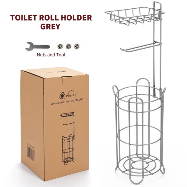 VINSANI Elegant Space-Saving Toilet Roll Holder - No Drill, Stylish Design