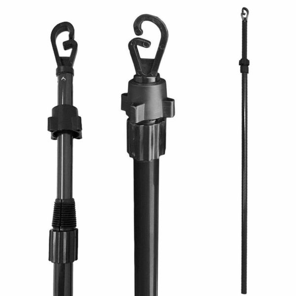 Adjustable Telescopic Clothes Line Prop – 8ft with Locking Hook Description: “Our sturdy telescopic clothes line prop extends up to 8ft (2.4m) with a twist lock for effortless adjustment. Featuring a secure G-shaped hook, it keeps your clothes safe and secure. – Extends easily from compact to 2.4m (8ft) – Easy twist lock mechanism – Durable tubular steel and galvanized construction – Polypropylene hook for a secure grip Home & Garden Free Shipping 13