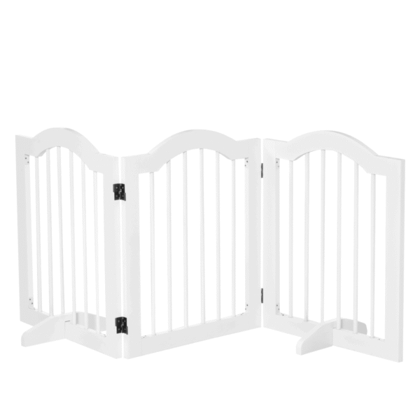 3-Panel Freestanding Wood Dog Gate with Support Feet – White, Foldable Horse & Petcare Free Shipping 5
