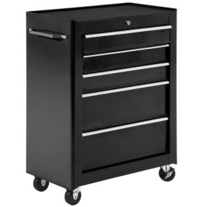 5-Drawer Lockable Steel Tool Storage Cabinet w/ Wheels Handle 2 Keys Black Car & Caravan Free Shipping