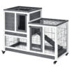 Wooden Rabbit Hutch 110x50x86cm with Wheels - Two-Tier Guinea Pig Cage