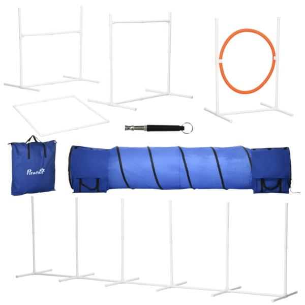 Six-Piece Dog Agility Training Set with Carry Bag - Multicolor, Adjustable