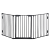 3-Panel Pet Gate | Dog Playpen, Indoor Stair Barrier w/ Walk-Through Door, Black