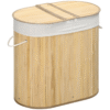100L Bamboo Laundry Basket with 2 Compartments, Lid & Removable Liner