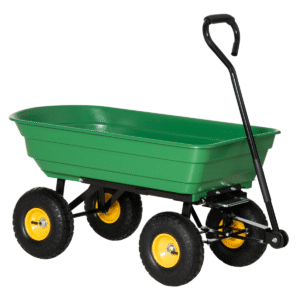 75L Heavy-Duty 4-Wheel Garden Cart Wheelbarrow with Tipping & EVA Handle Garden Free Shipping