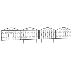 Decorative 4-Piece Metal Garden Fence Border Edging with Interlocking Panels Garden Free Shipping