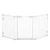 Pet Safety Gate 3-Panel Playpen, Foldable Metal Fence, Walk-Through Door White
