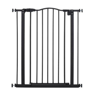 74-80cm Adjustable Metal Pet Gate Safety Barrier with Auto-Close Door - Black
