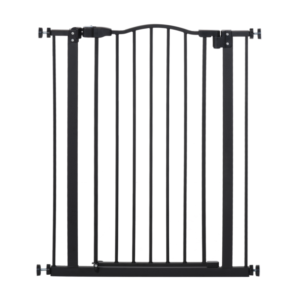 74-80cm Adjustable Metal Pet Gate Safety Barrier with Auto-Close Door - Black