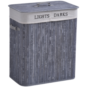 Bamboo Laundry Hamper with Removable Lining Dual-Section Large Home & Garden Free Shipping