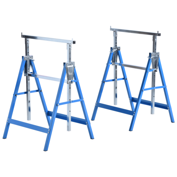 Two Steel Adjustable Saw Horses, Telescopic Folding Builder’s Trestles DIY & Tools Free Shipping 5